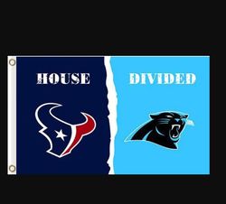 Houston Texans and Carolina Panthers Divided Flag 3x5ft