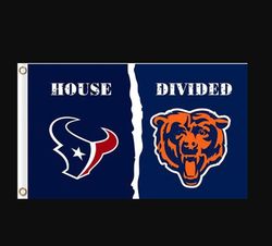 Houston Texans and Chicago Bears Divided Flag 3x5ft Style 2