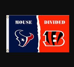 Houston Texans and Cincinnati Bengals Divided Flag 3x5ft