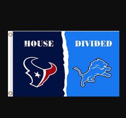 Houston Texans and Detroit Lions Divided Flag 3x5ft