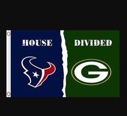 Houston Texans and Green Bay Packers Divided Flag 3x5ft