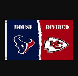 Houston Texans and Kansas City Cheifs Divided Flag 3x5ft