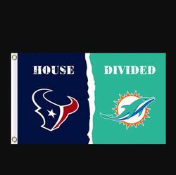 Houston Texans and Miami Dolphins Divided Flag 3x5ft
