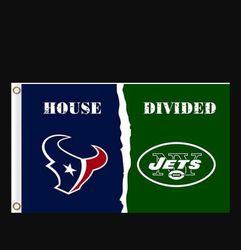 Houston Texans and New York Jets Divided Flag 3x5ft