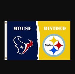 Houston Texans and Pittsburgh Steelers Divided Flag 3x5ft