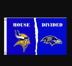 Minnesota Vikings and Baltimore Ravens Divided Flag 3x5ft