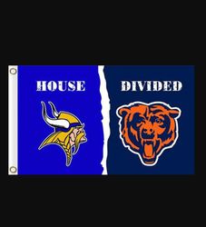 Minnesota Vikings and Chicago Bears Divided Flag 3x5ft Style