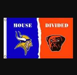 Minnesota Vikings and Cleveland Browns Divided Flag 3x5ft