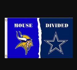 Minnesota Vikings and Dallas Cowboys Divided Flag 3x5ft
