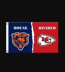 Chicago Bear and Kansas City Chiefs Divided Flags 3x5 ft