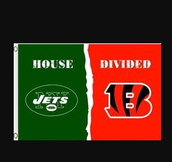 New York Jets and Cincinnati Bengals Divided Flag 3x5ft