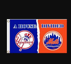 New York Yankees and New York Mets Divided Flag 3x5ft