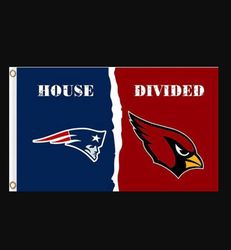 New England Patriots and Arizona Cardinals Divided Flag 3x5ft