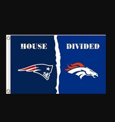 New England Patriots and Denver Broncos Divided Flag 3x5ft
