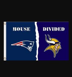 New England Patriots and Minnesota Vikings Divided Flag 3x5ft