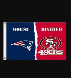 New England Patriots and San Francisco 49ers Divided Flag 3x5ft Style 2