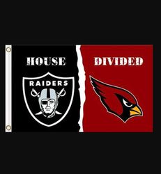 Las Vegas Raiders and Arizona Cardinals Divided Flag 3x5ft