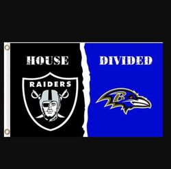 Las Vegas Raiders and Baltimore Ravens Divided Flag 3x5ft