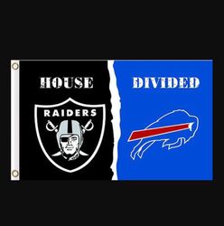 Las Vegas Raiders and Buffalo Bills Divided Flag 3x5ft