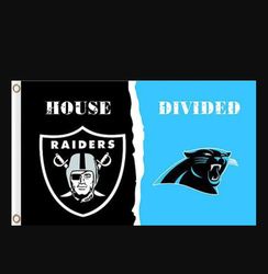 Las Vegas Raiders and Carolina Panthers Divided Flag 3x5ft