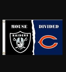 Las Vegas Raiders and Chicago Bears Divided Flag 3x5ft