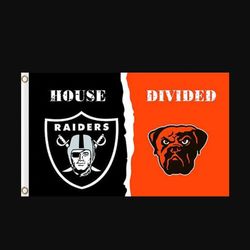 Las Vegas Raiders and Cleveland Browns Divided Flag 3x5ft