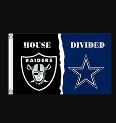 Las Vegas Raiders and Dallas Cowboys Divided Flag 3x5ft