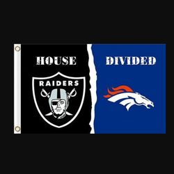 Las Vegas Raiders and Denver Broncos Divided Flag 3x5ft
