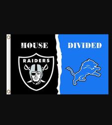 Las Vegas Raiders and Detroit Lions Divided Flag 3x5ft