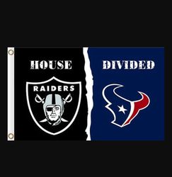 Las Vegas Raiders and Houston Texans Divided Flag 3x5ft
