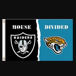 Las Vegas Raiders and Jacksonville Jaguars Divided Flag 3x5ft