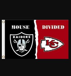 Las Vegas Raiders and Kansas City Cheifs Divided Flag 3x5ft