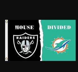 Las Vegas Raiders and Miami Dolphins Divided Flag 3x5ft style 2