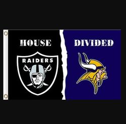 Las Vegas Raiders and Minnesota Vikings Divided Flag 3x5ft