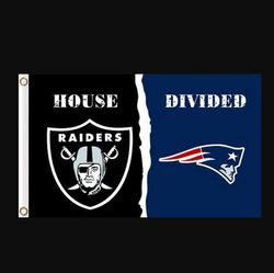 Las Vegas Raiders and New England Patriots Divided Flag 3x5ft