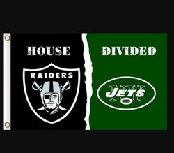 Las Vegas Raiders and New York Jets Divided Flag 3x5ft