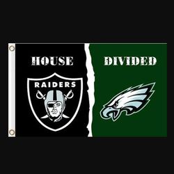 Las Vegas Raiders and Philadelphia Eagles Divided Flag 3x5ft