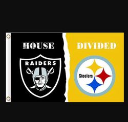 Las Vegas Raiders and Pittsburgh Steelers Divided Flag 3x5ft