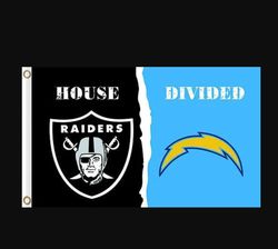 Las Vegas Raiders and San Diego Chargers Divided Flag 3x5ft