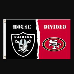 Las Vegas Raiders and San Francisco 49ers Divided Flag 3x5ft