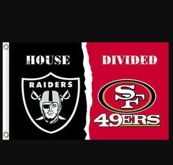Las Vegas Raiders and San Francisco 49ers Divided Flag 3x5ft style 2