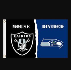 Las Vegas Raiders and Seattle Seahawks Divided Flag 3x5ft