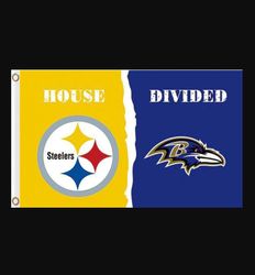 Pittsburgh Steelers and Baltimore Ravens Divided Flag 3x5ft