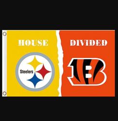 Pittsburgh Steelers and Cincinnati Bengals Divided Flag 3x5ft