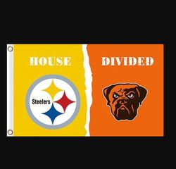 Pittsburgh Steelers and Cleveland Browns Divided Flag 3x5ft