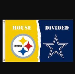 Pittsburgh Steelers and Dallas Cowboys Divided Flag 3x5ft