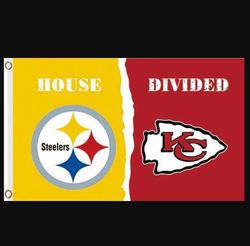 Pittsburgh Steelers and Kansas City Cheifs Divided Flag 3x5ft