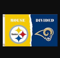 Pittsburgh Steelers and Los Angeles Rams Divided Flag 3x5ft