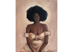 African Woman Painting African American Original Art Female Figure Painting on Canvas 12 by 10 by GerDaPainting