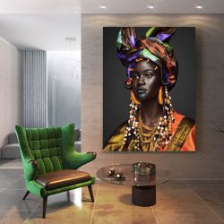 African  Woman Wall Art African Woman Canvas Print  African American Home Decor African Wall Decor Black Woman Make Up H